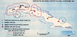 A föld-levegő rakéták elhelyezkedése Kubában 1962 szeptemberében, a kubai rakétaválság előtt