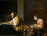 Vermeer (balra) és Gerard ter Borch festménye (jobbra) a szerelmeslevelet író nőről